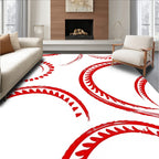 Crimson Arc Brushstroke Round Rug