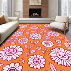 Playful Pink Floral Garden Medallion Rug