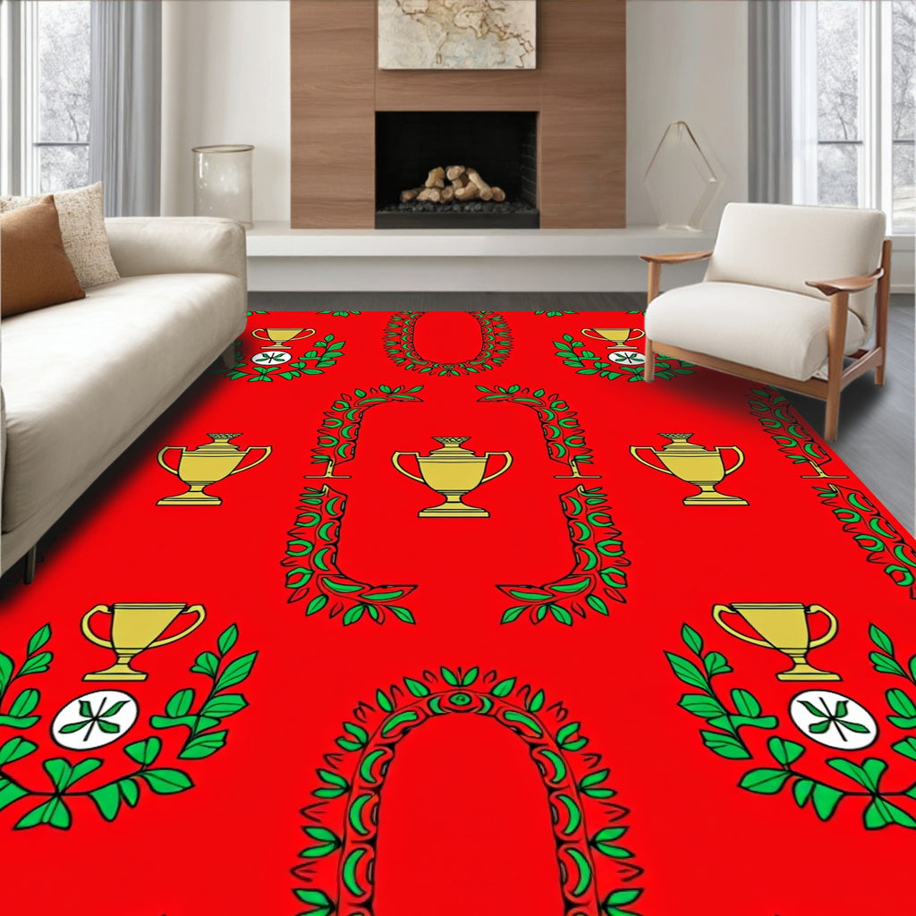 Golden Trophies Red Laurel Arch Rug