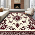 Crimson Ivory Floral Mandala Rug