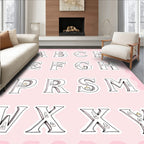 Whimsical Letter Monogram Castle Accents Rug