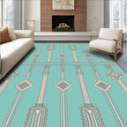 Art Deco Column Mint Pink Diamond Rug
