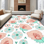 Coral Teal Flower Array Rug