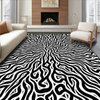 Black White Organic Flow Rug