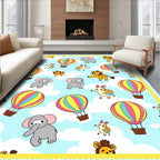 Whimsical Elephants Lions Hot Air Balloons Rug