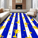 Golden Trophies Blue White Stripes Rug