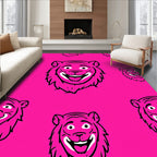 Vibrant Pink Grinning Tiger Heads Rug