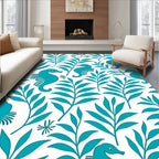 Turquoise Seahorse and Foliage Collage Rug