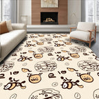 Playful Beige Character Collage Rug