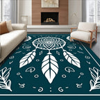 Teal Dreamcatcher Feather Accents Rug