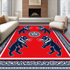 Bold Navy Lions Red Medallion Border Rug