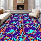 Vibrant Orange Aqua Abstract Swirls Rug