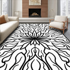 Black White Organic Blossom Medallion Rug