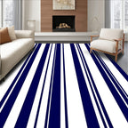 Classic Navy and White Vertical Stripe Rug