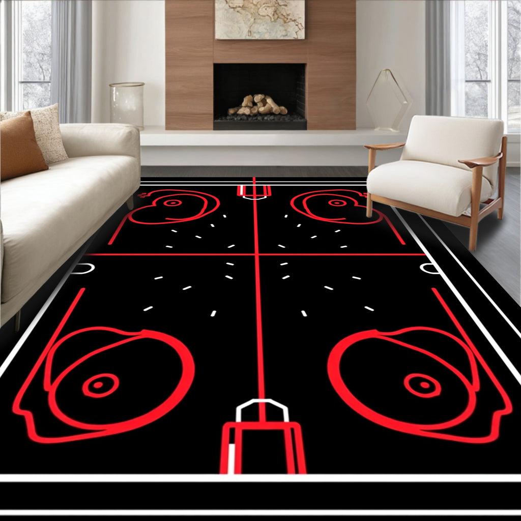 Bold Red Symmetrical Abstract Form Rug