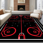 Bold Red Symmetrical Abstract Form Rug