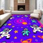 Vibrant Astronaut Galaxy Playful Space Rug