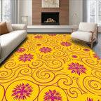Golden Pink Floral Swirls Rug