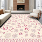 Pink Daisy Alphabet Collage Rug