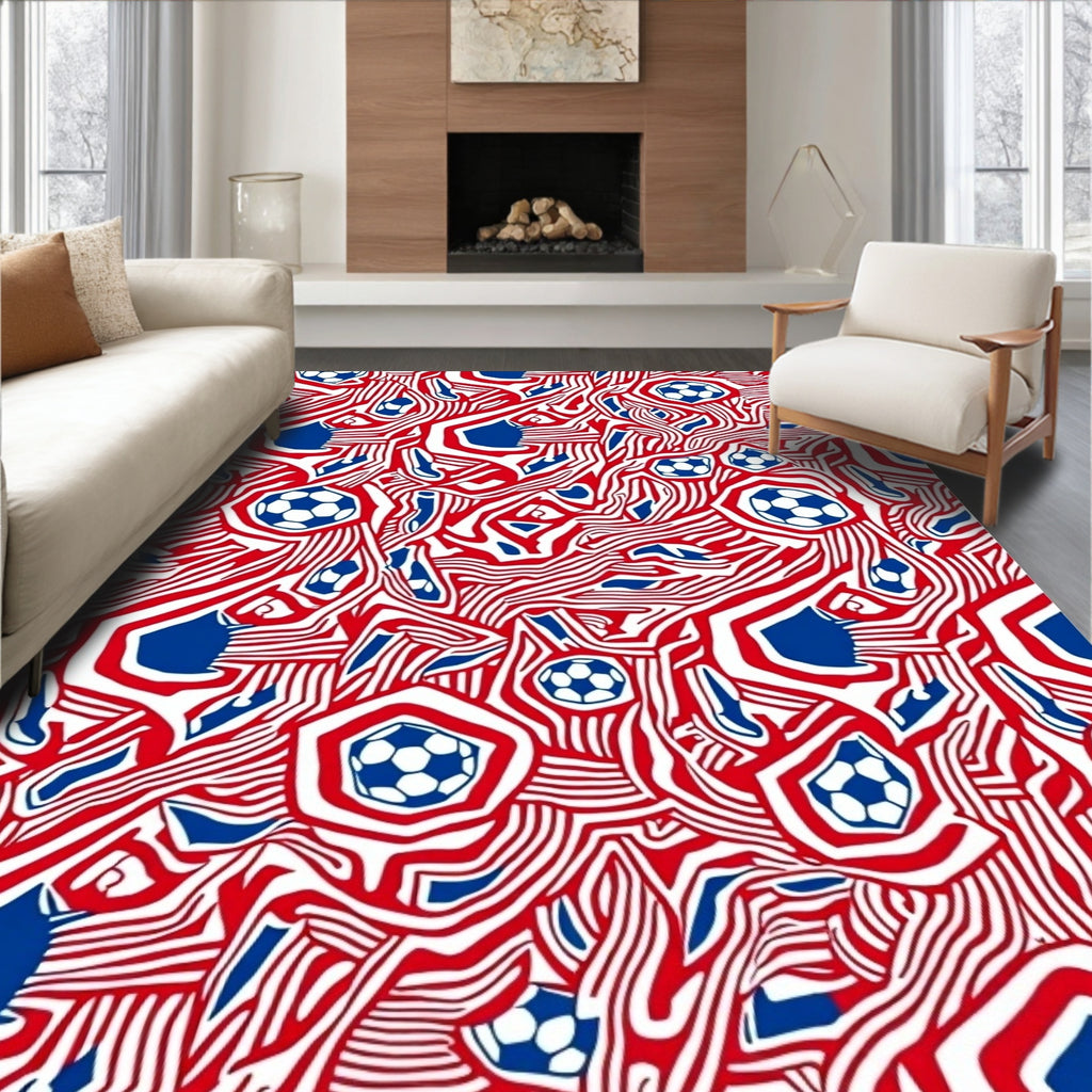 Red White Blue Football Chaos Rug