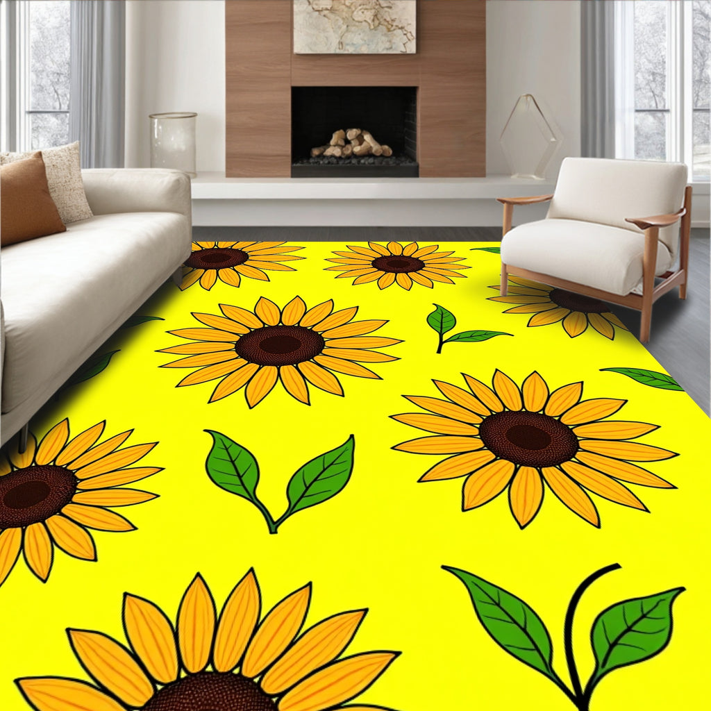 Sunny Yellow Sunflower Repeat Rug