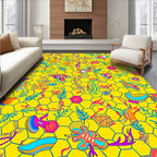 Whimsical Creatures Yellow Hex Garden Rug
