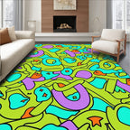 Groovy Lime Green Abstract Organic Form Rug