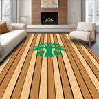 Green Tree On Wood Plank Background Rug