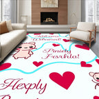 Cute Mice Hearts Aqua Swirls Rug