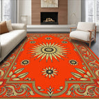 Golden Sunburst Floral Border Rug