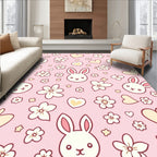 Pink Bunny Hearts Floral Scatter Rug