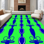 Bold Blue Oval Chain Lattice Rug