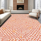 Red White Abstract Labyrinth Rug