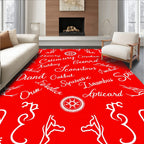 Vibrant Red Script Calligraphy Rug