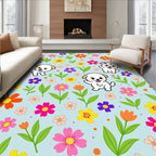 Joyful Puppy Floral Garden Rug