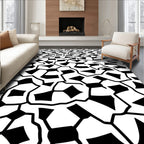 Black White Geometric Tessellation Rug