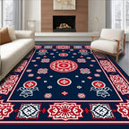 Rich Navy Red Medallion Geometric Rug