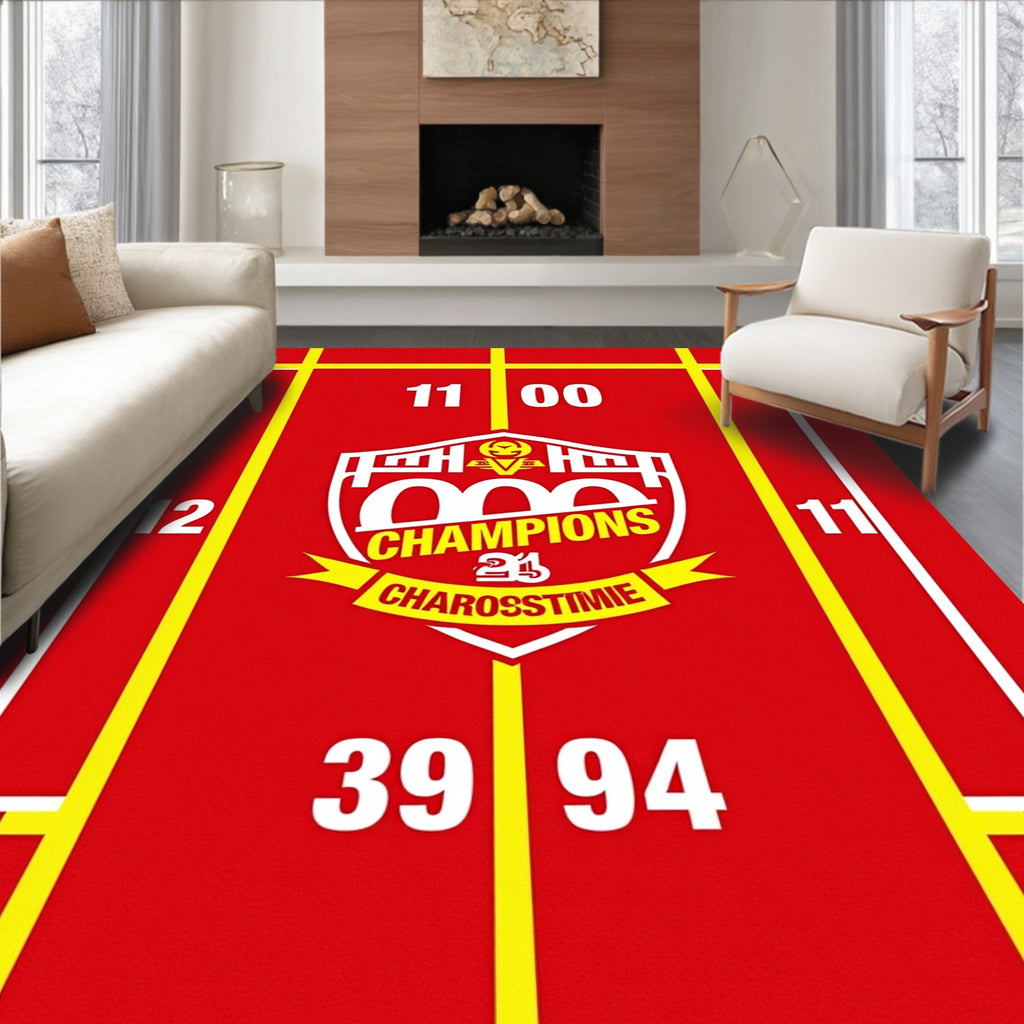 Bold Red Champions Scoreboard Graphic Rug
