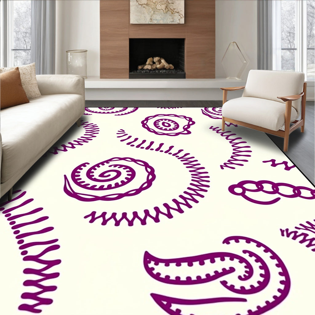Deep Plum Abstract Swirls Rug