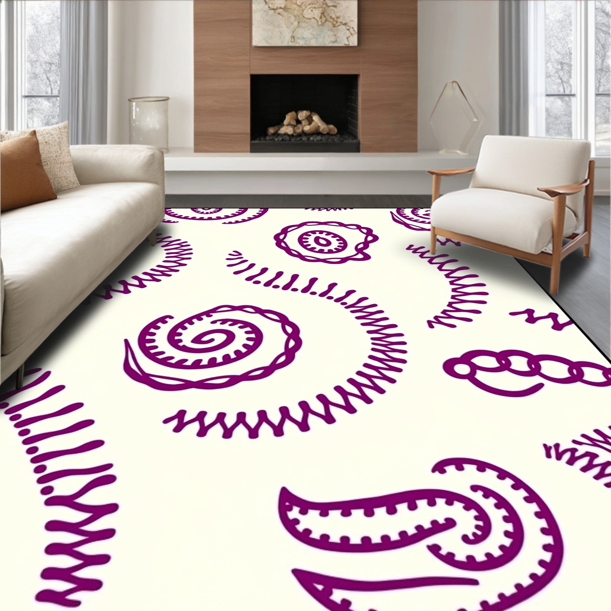 Deep Plum Abstract Swirls Rug