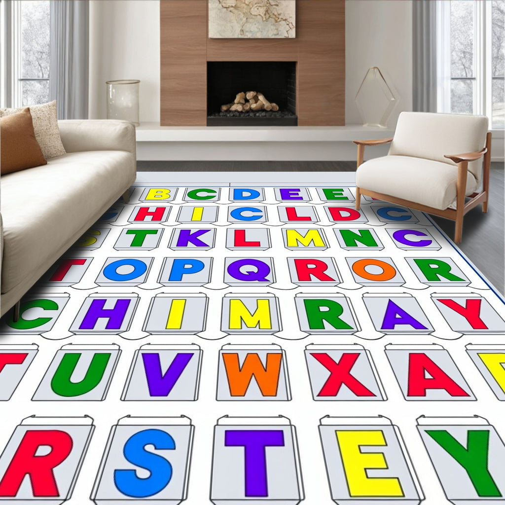 Colorful Alphabet Blocks Grid Rug