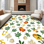 Whimsical Bird Garden Green Foliage Confetti Rug