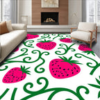 Pink Strawberry Vine Swirl Rug
