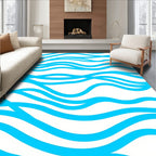 Bright Blue Wavy Lines Rug