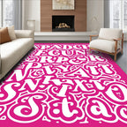 Bold Pink Alphabet Typography Art Rug