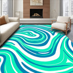 Modern Blue Aqua Swirl Rug