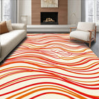 Crimson Orange Swirl Waves Rug