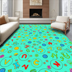 Whimsical Alphabet Collection Teal Rug