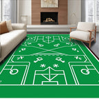 Green White Abstract Geometric Field Rug