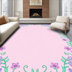 Pastel Floral Elephant Vines Border Rug